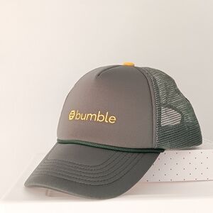 Bumble Baseball Hat Adjustable Mesh Back Grey Yellow Dating App Icon Adult Cap